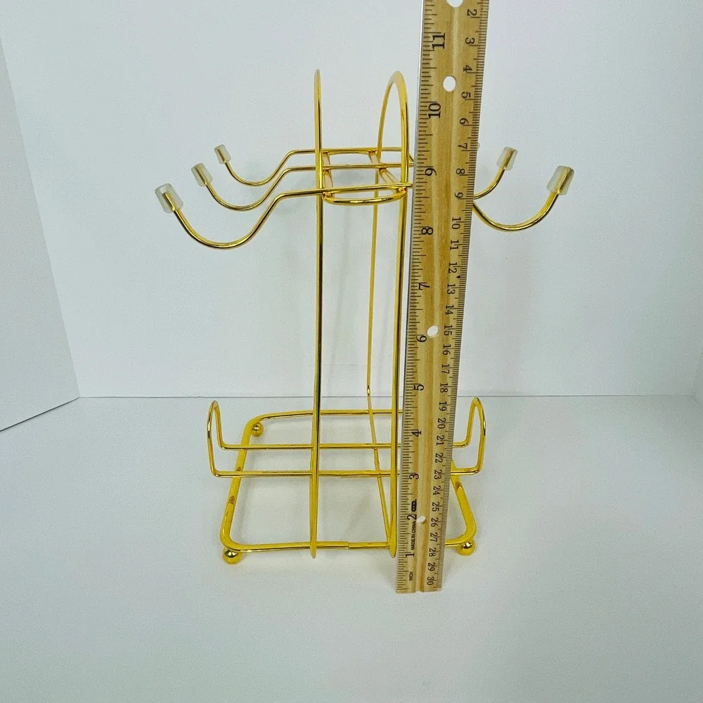 Unbranded Mug Tree Countertop 6 Hook Gold Metal Modern Kitchen Stand Excellent